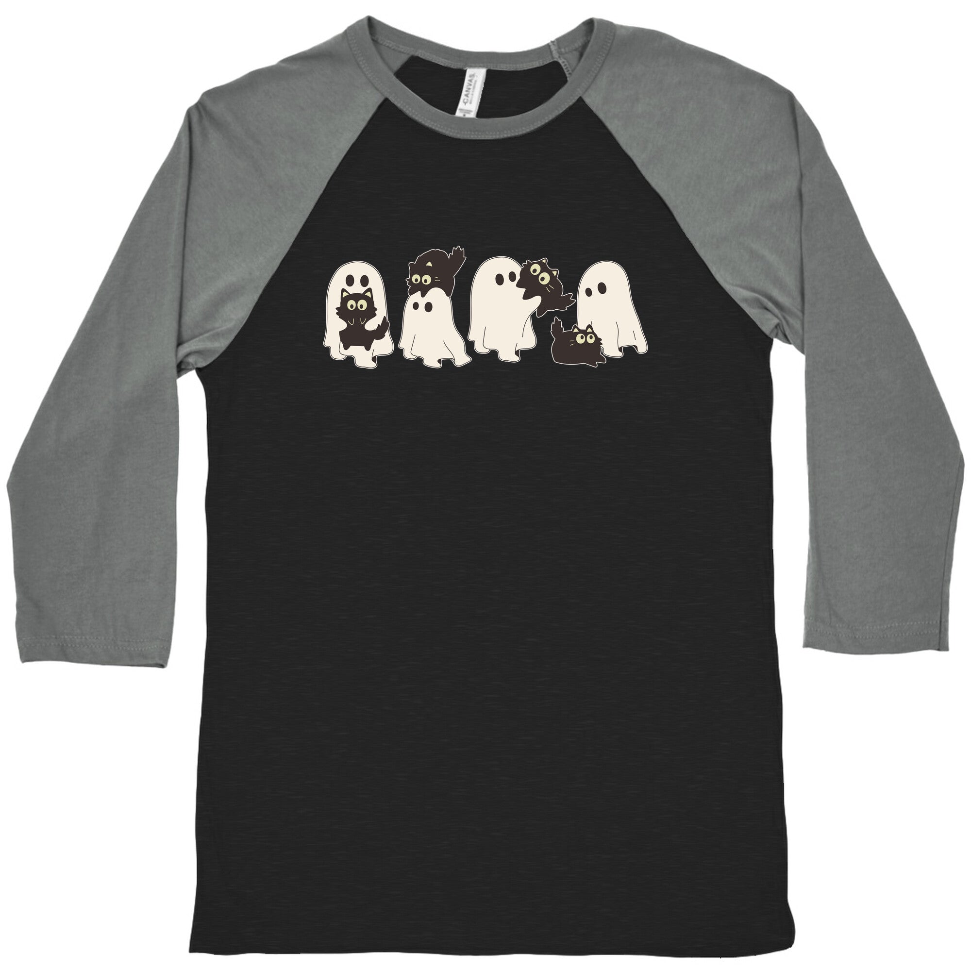 Cute Ghost Cats Baseball Tee