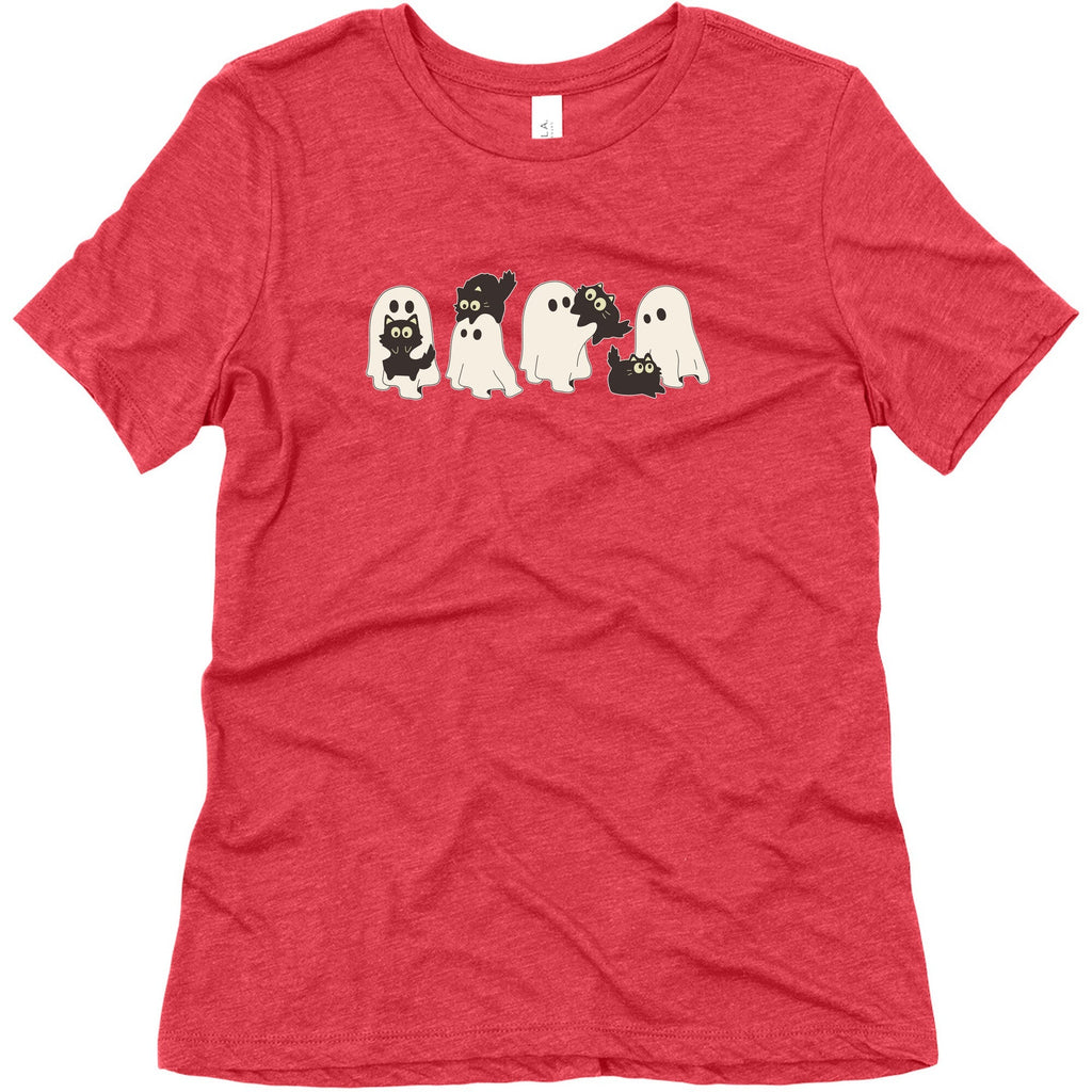 Cute Ghost Cats Womens Triblend Tee