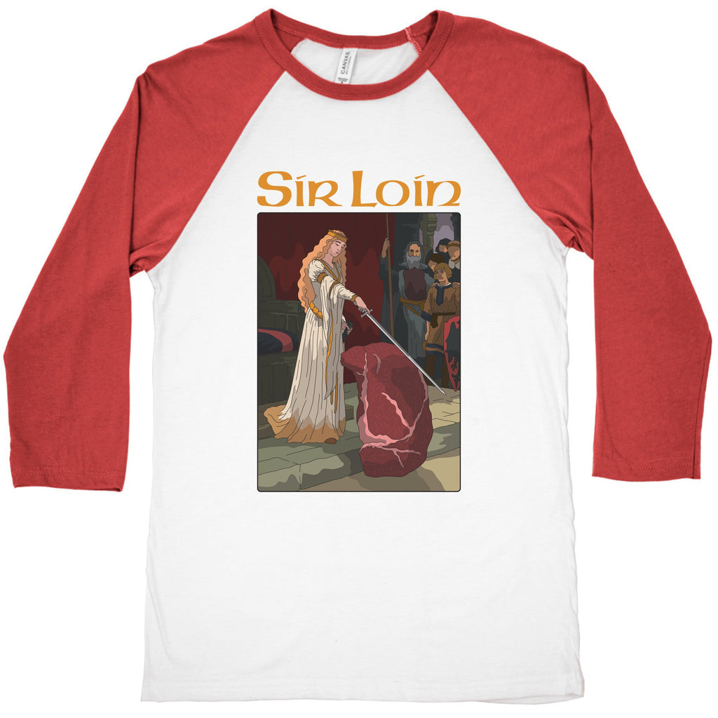 Sir Loin Steak Meme Cartoon Baseball Tee
