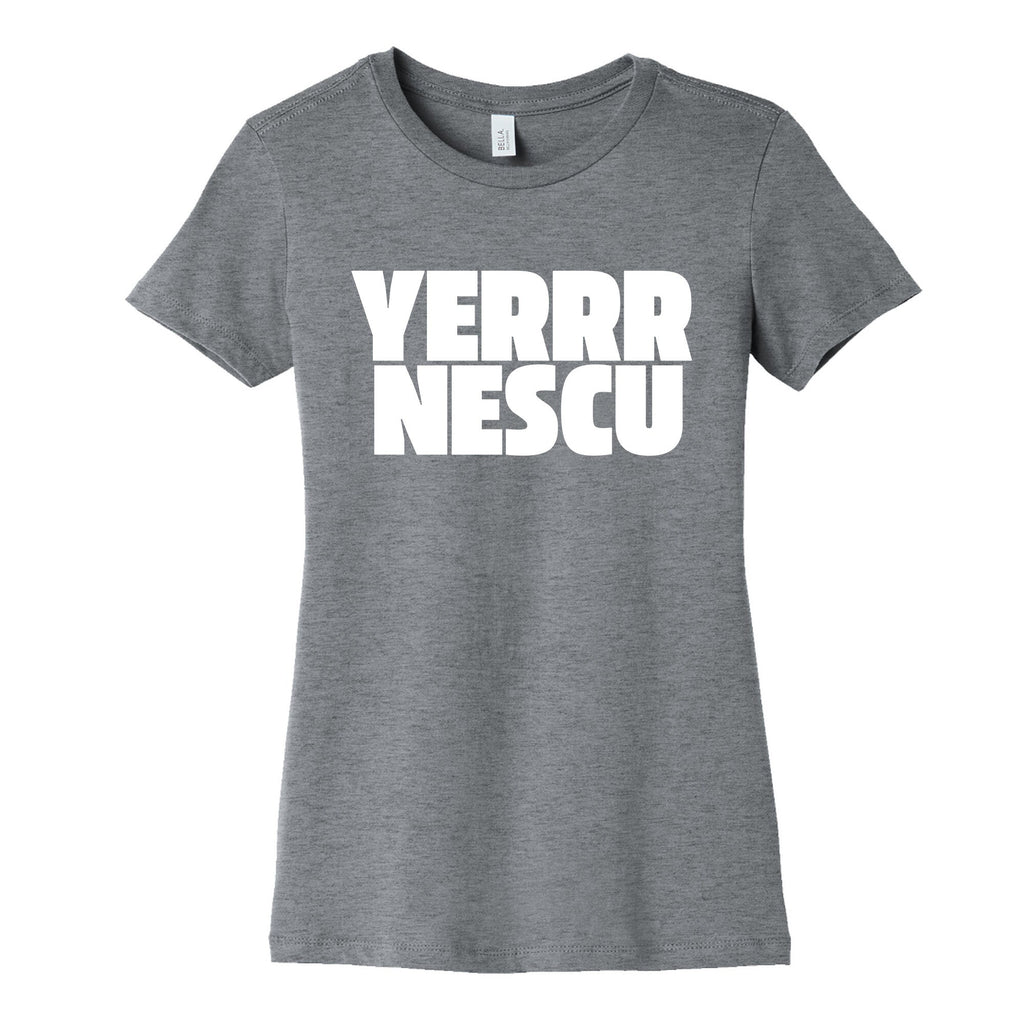 Yerrr Nescu White Text Womens Cotton Tee