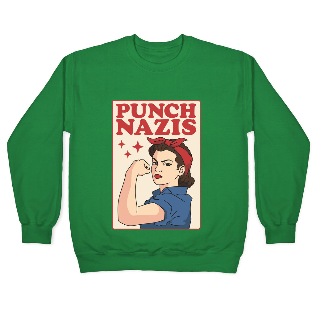 Punch Nazis Crewneck Sweatshirt