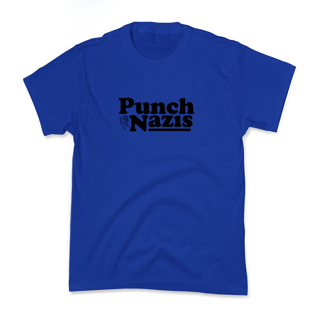 Punch Nazis Black Text Kids Tee