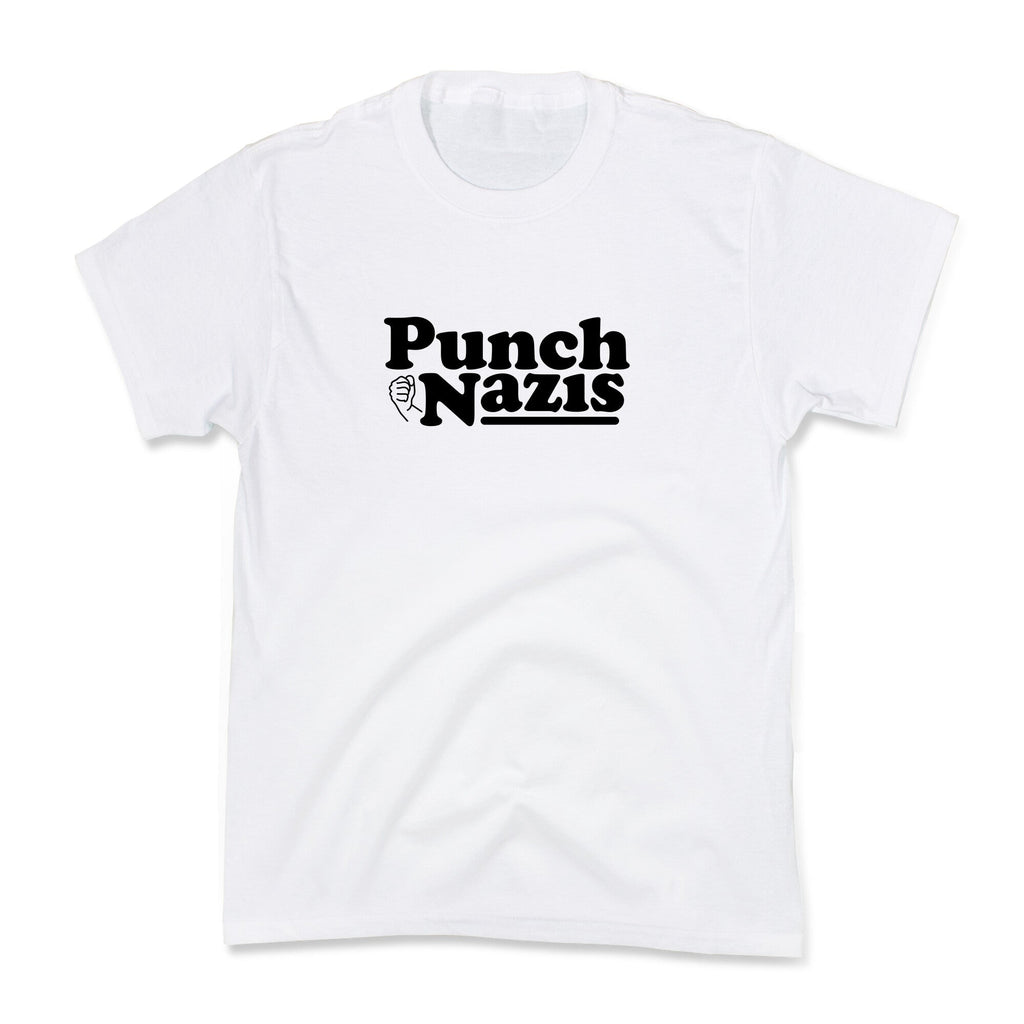 Punch Nazis Black Text Kids Tee