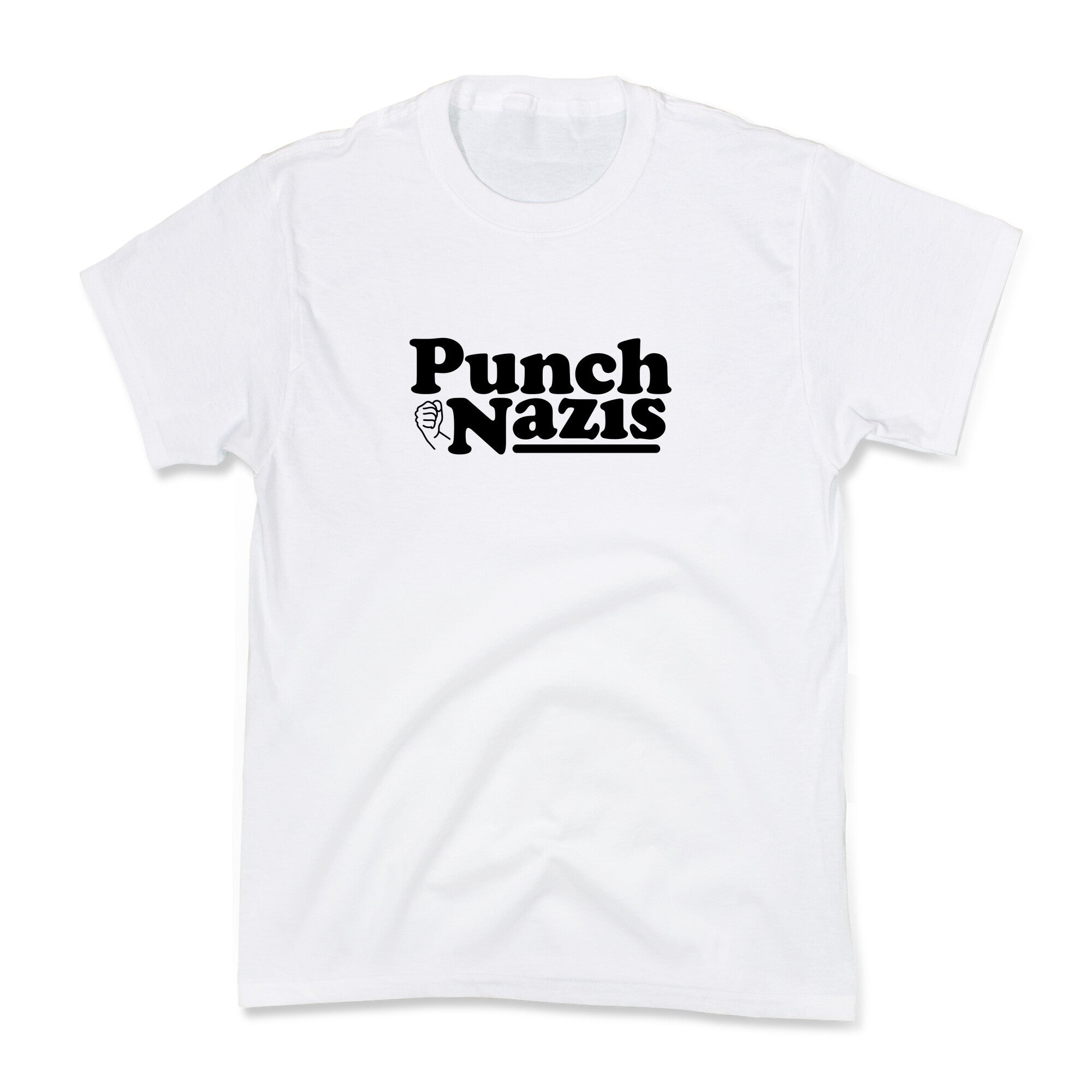 Punch Nazis Black Text Kids Tee