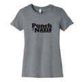 Punch Nazis Black Text Womens Cotton Tee