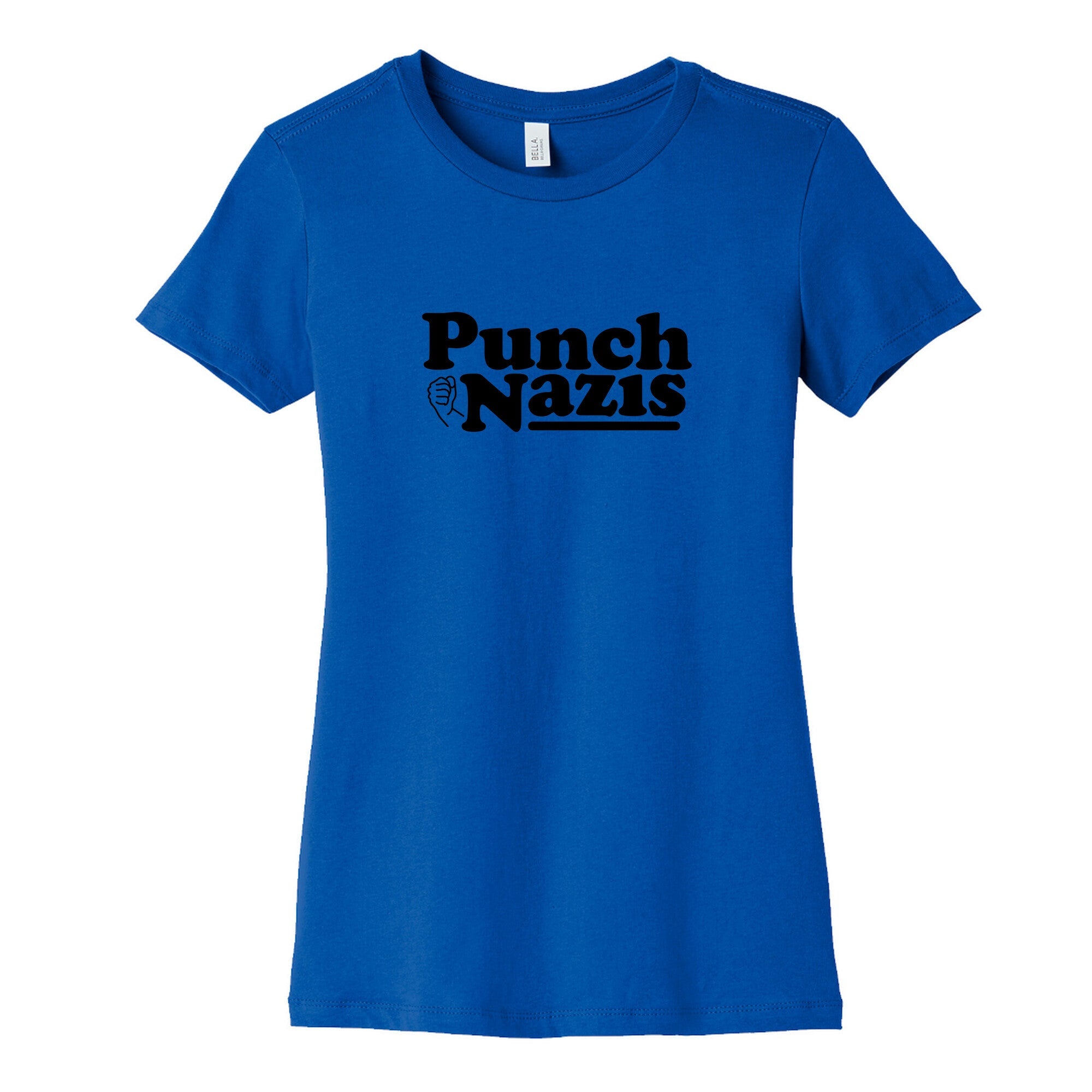 Punch Nazis Black Text Womens Cotton Tee