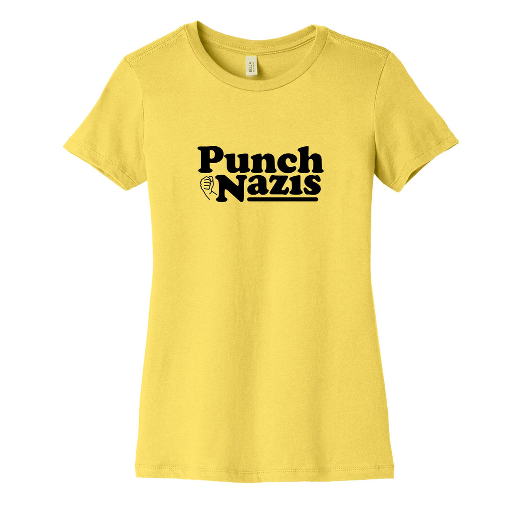 Punch Nazis Black Text Womens Cotton Tee