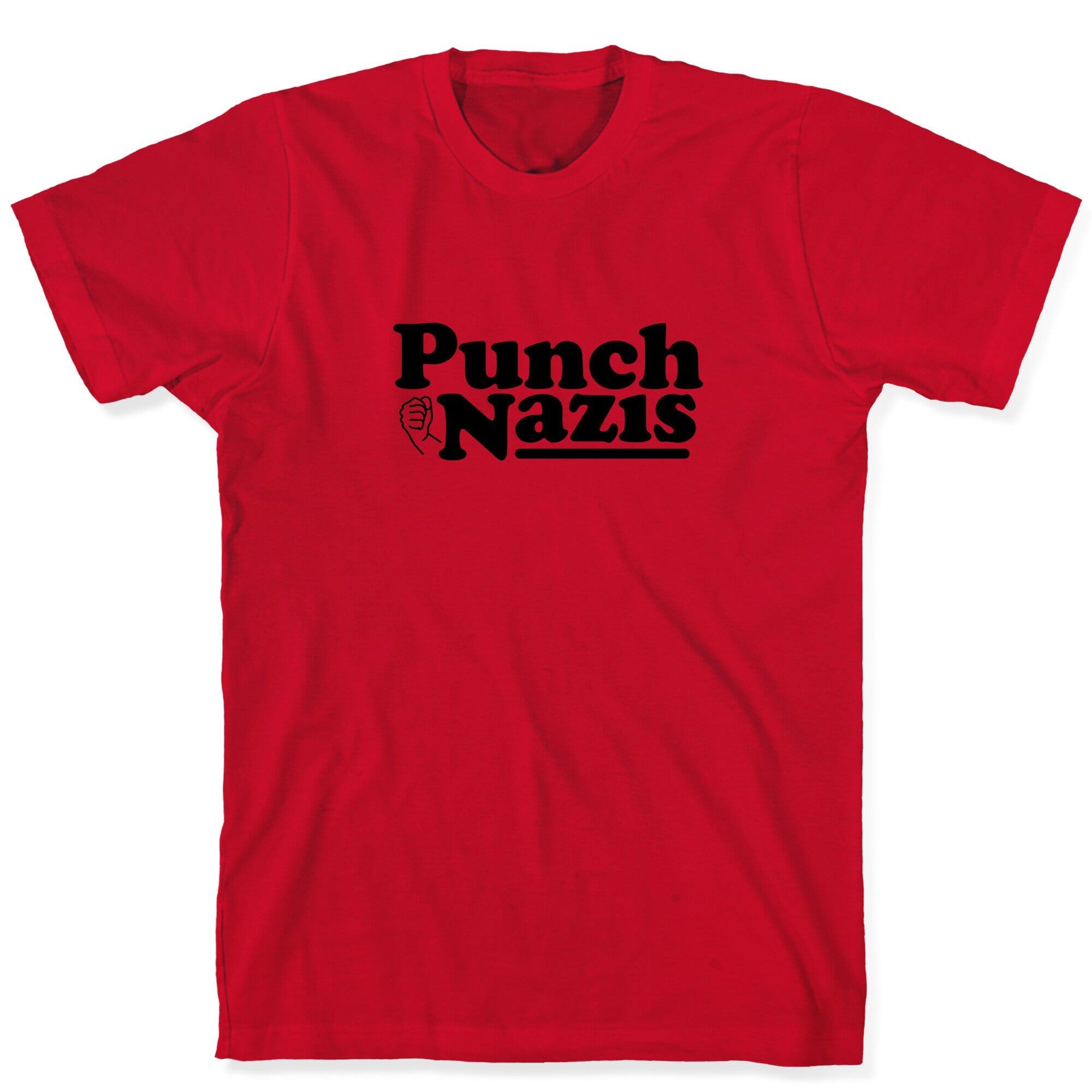 Punch Nazis Black Text T-Shirt