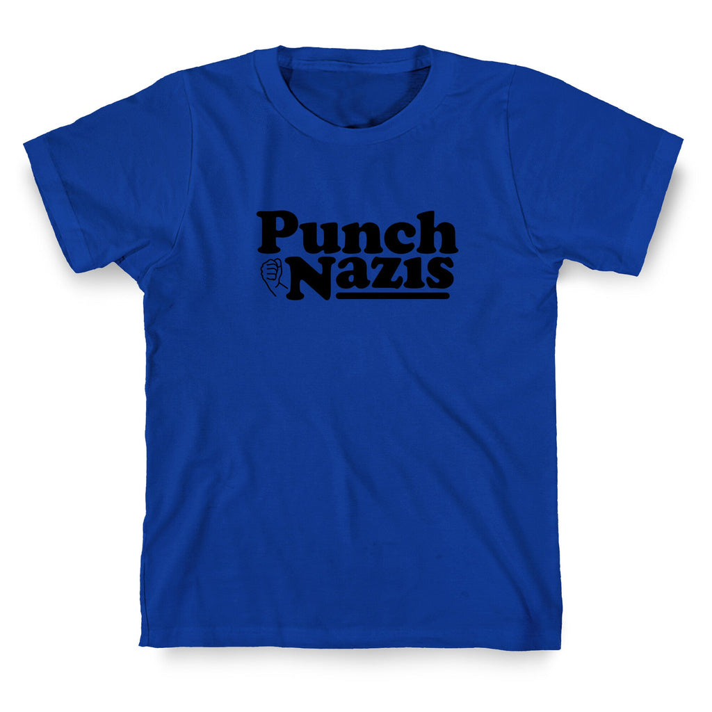Punch Nazis Black Text T-Shirt