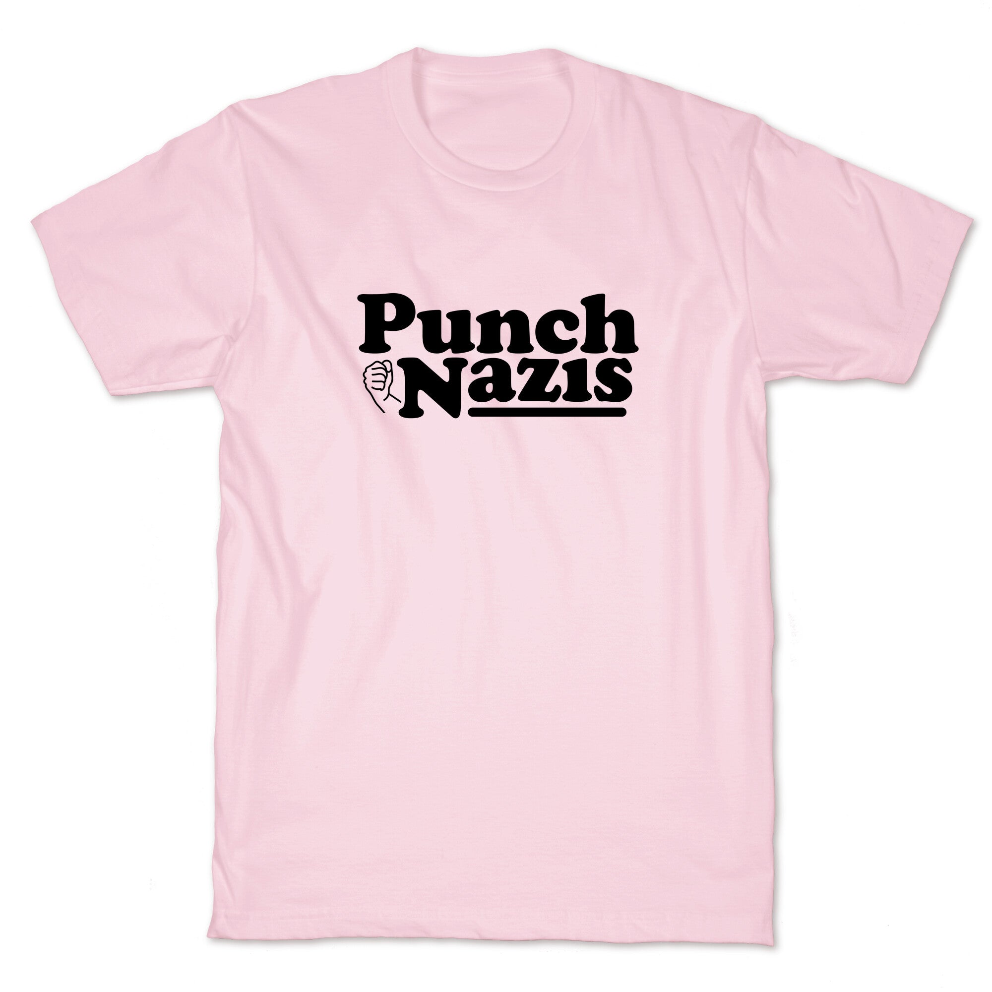 Punch Nazis Black Text T-Shirt