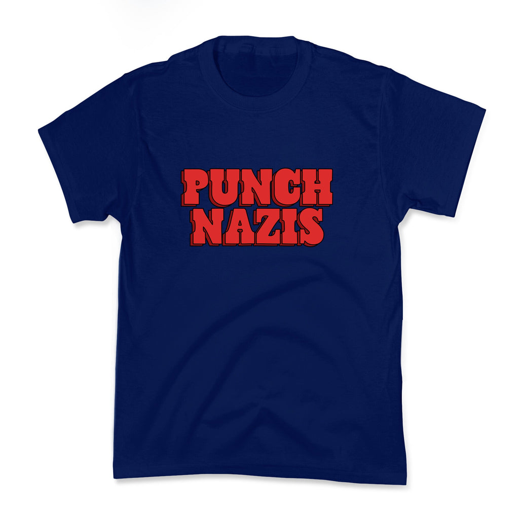 Punch Nazis Red Text Kids Tee