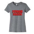 Punch Nazis Red Text Womens Cotton Tee