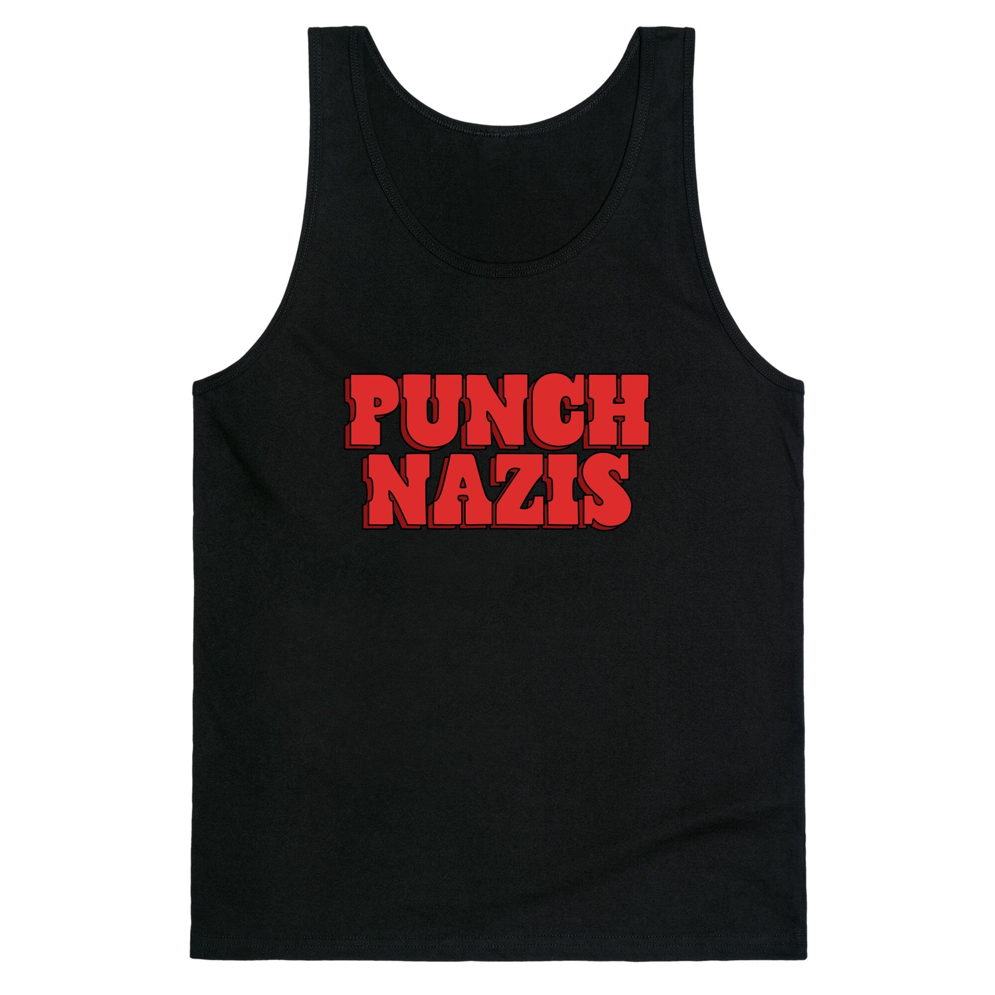 Punch Nazis Red Text Tank Top