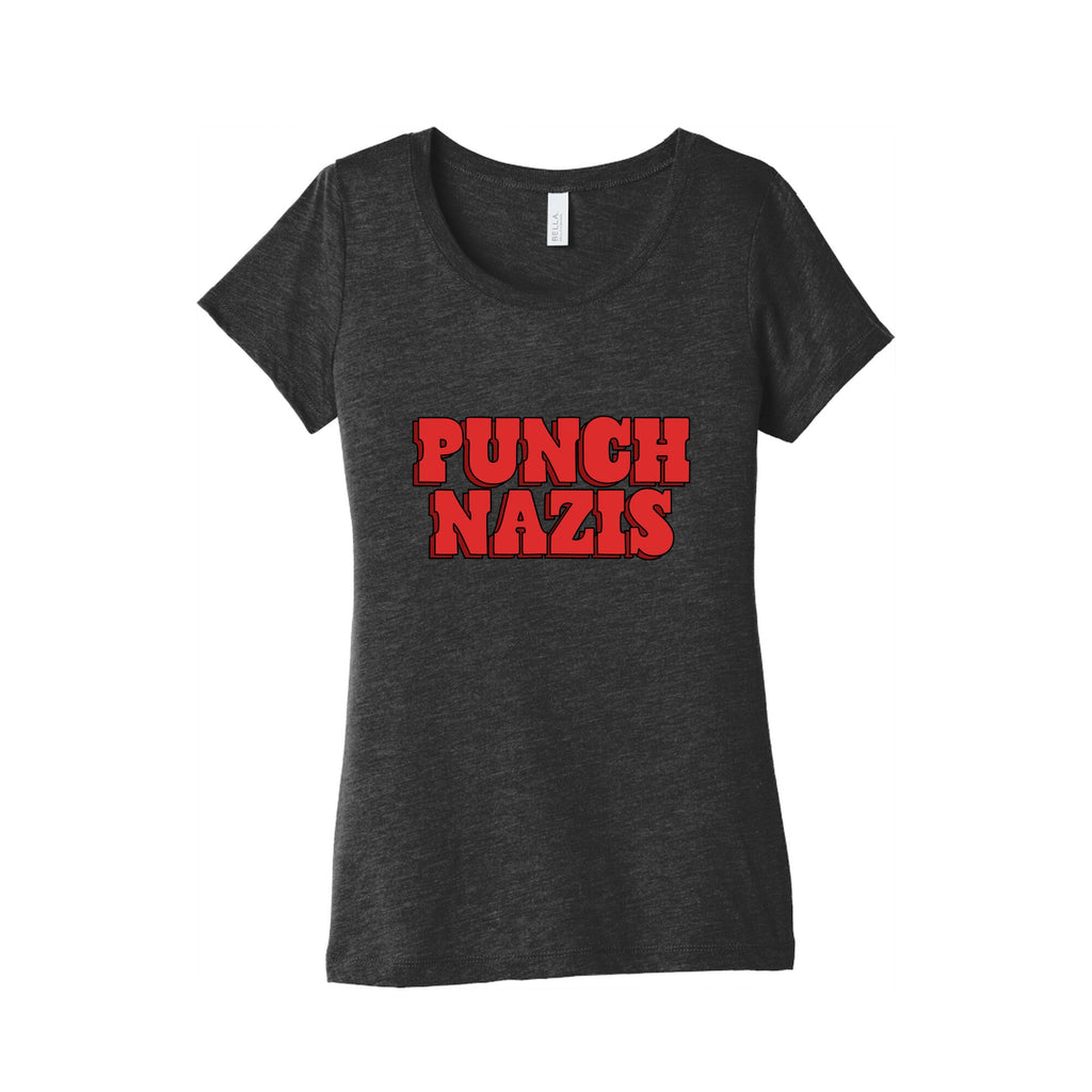 Punch Nazis Red Text Womens Triblend Tee