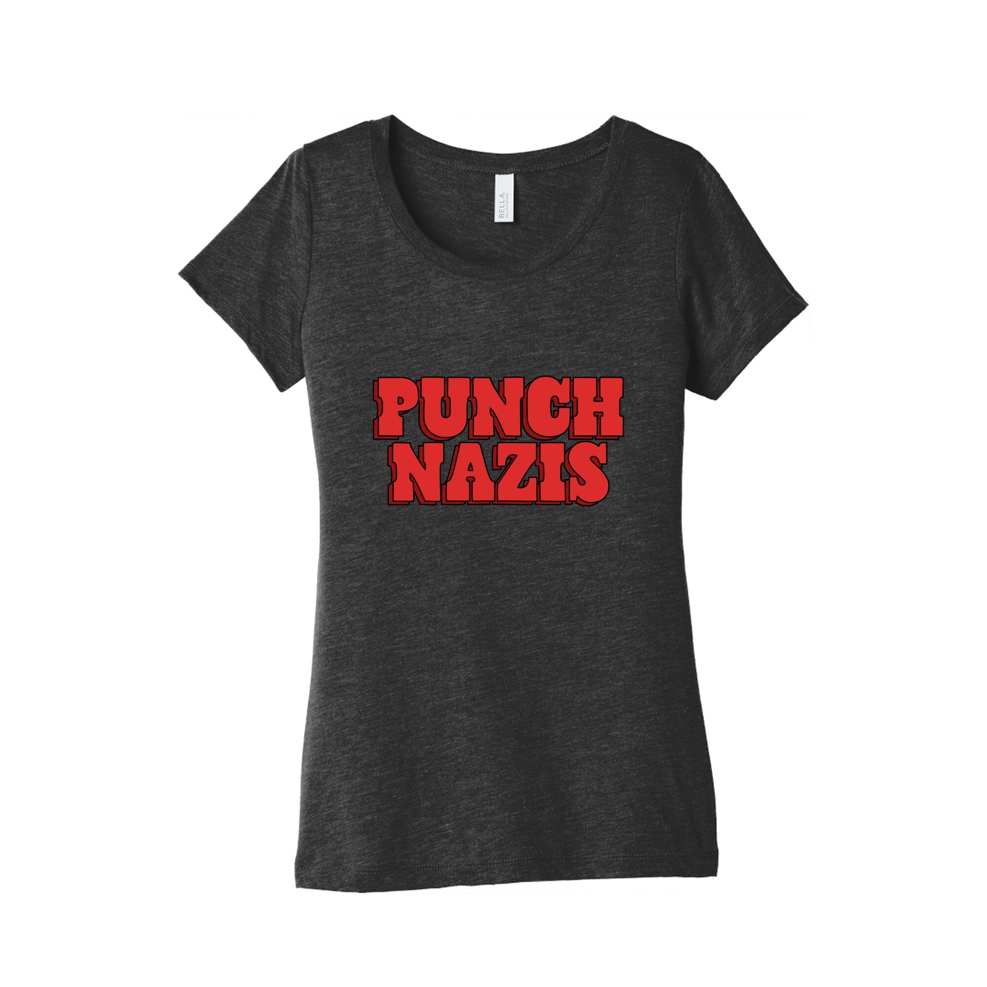 Punch Nazis Red Text Womens Triblend Tee