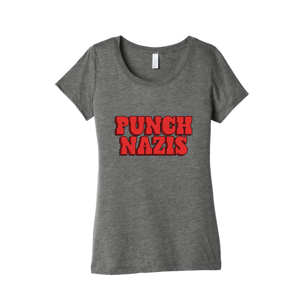 Punch Nazis Red Text Womens Triblend Tee