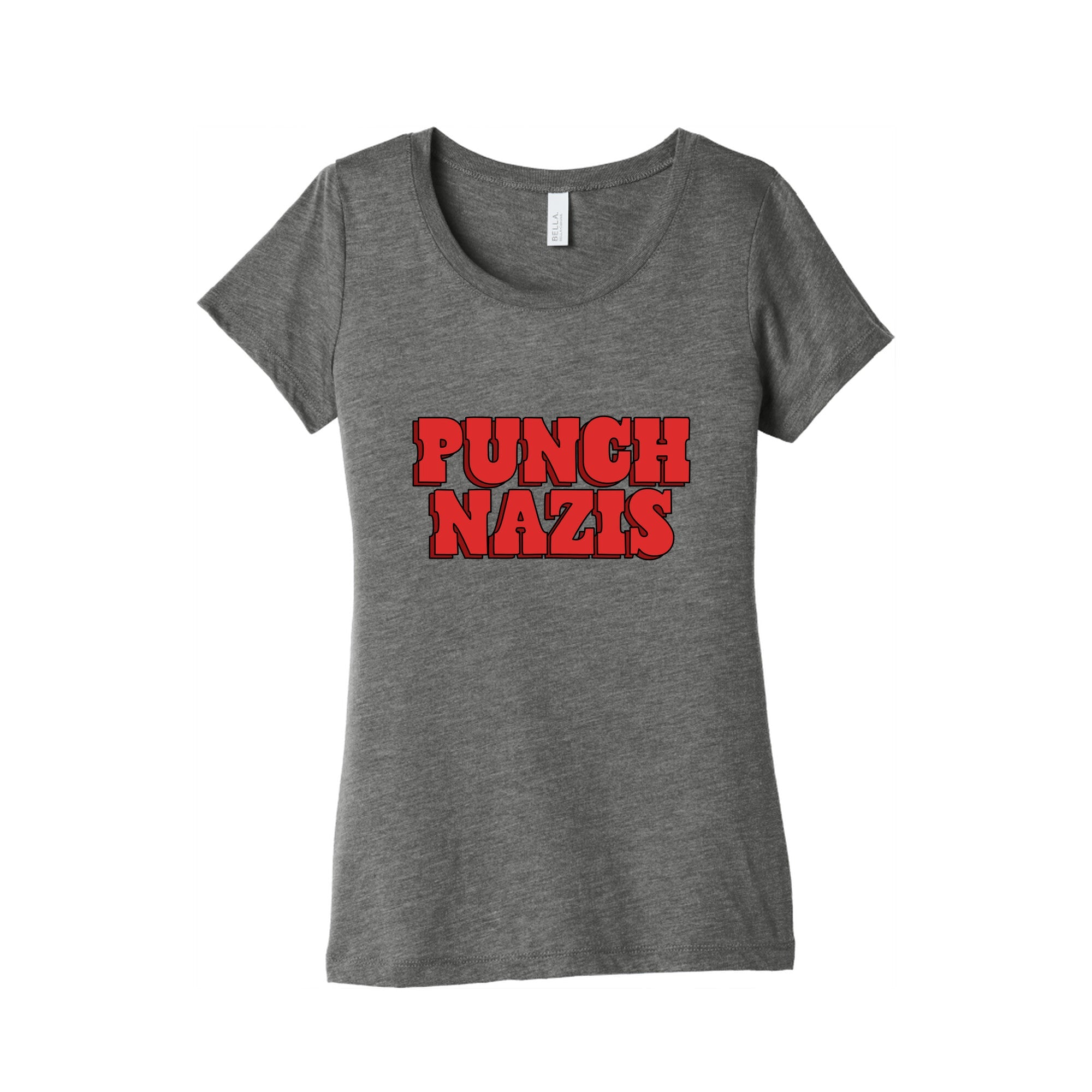 Punch Nazis Red Text Womens Triblend Tee