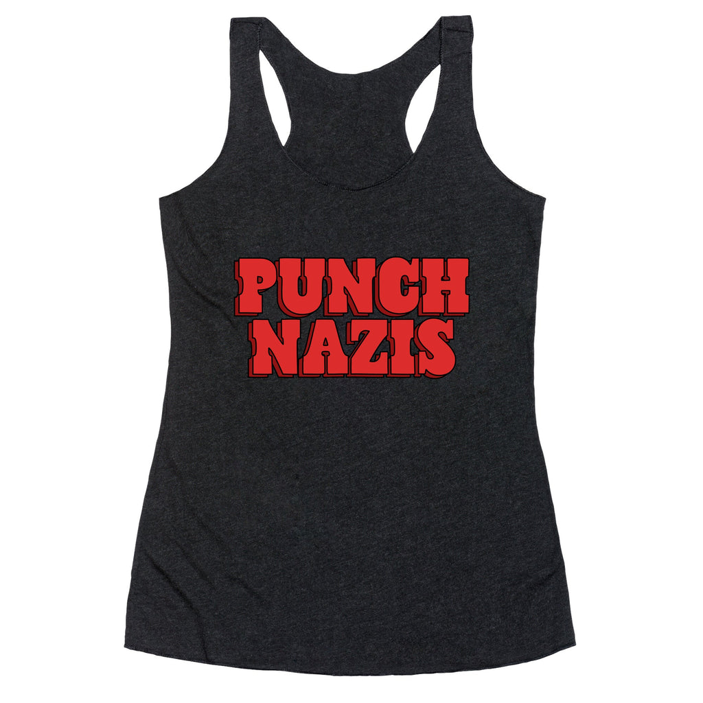 Punch Nazis Red Text Racerback Tank