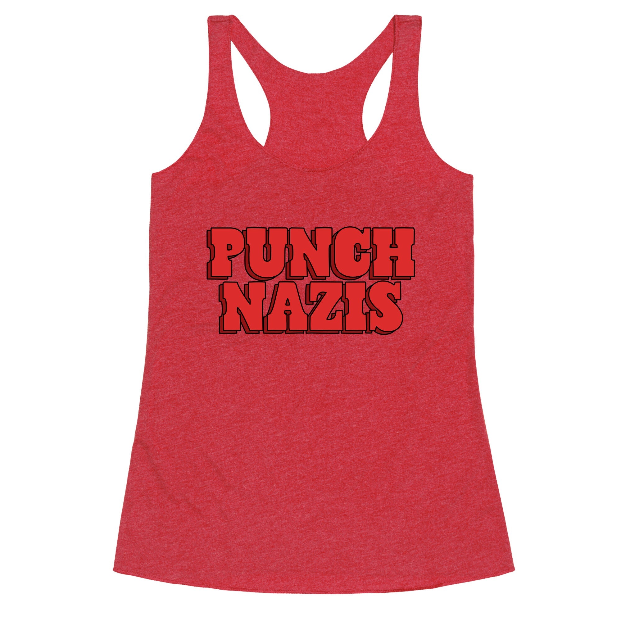Punch Nazis Red Text Racerback Tank