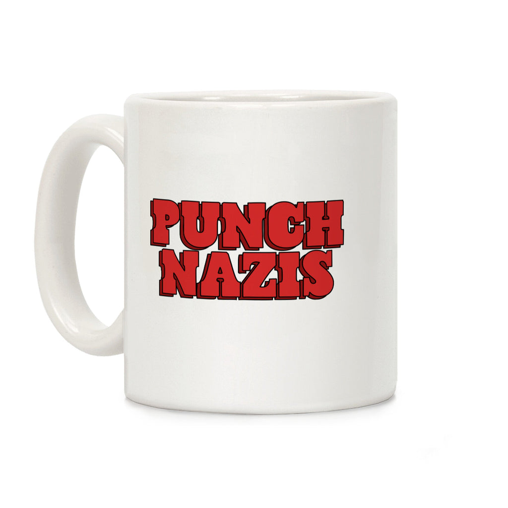 Punch Nazis Red Text Coffee Mug