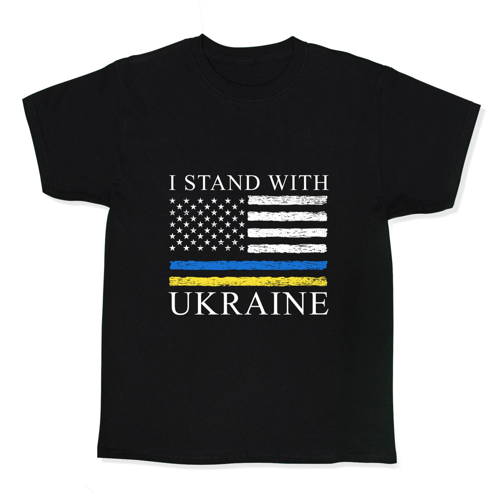 I Stand With Ukraine Flag Kids Tee