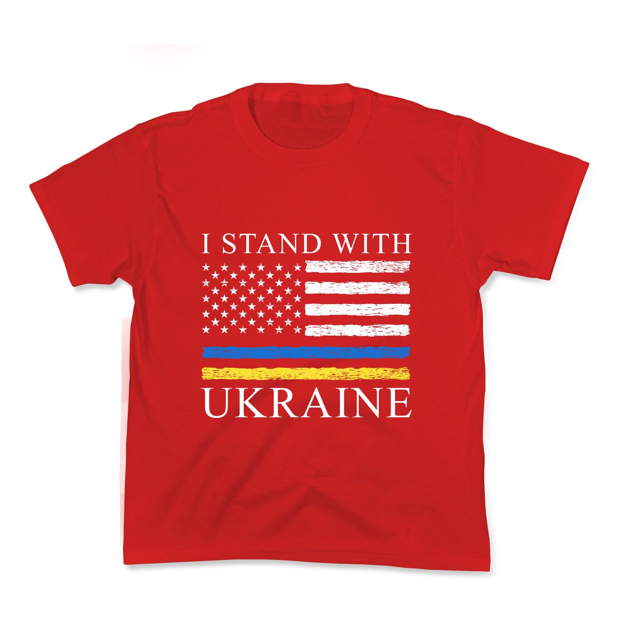 I Stand With Ukraine Flag Kids Tee