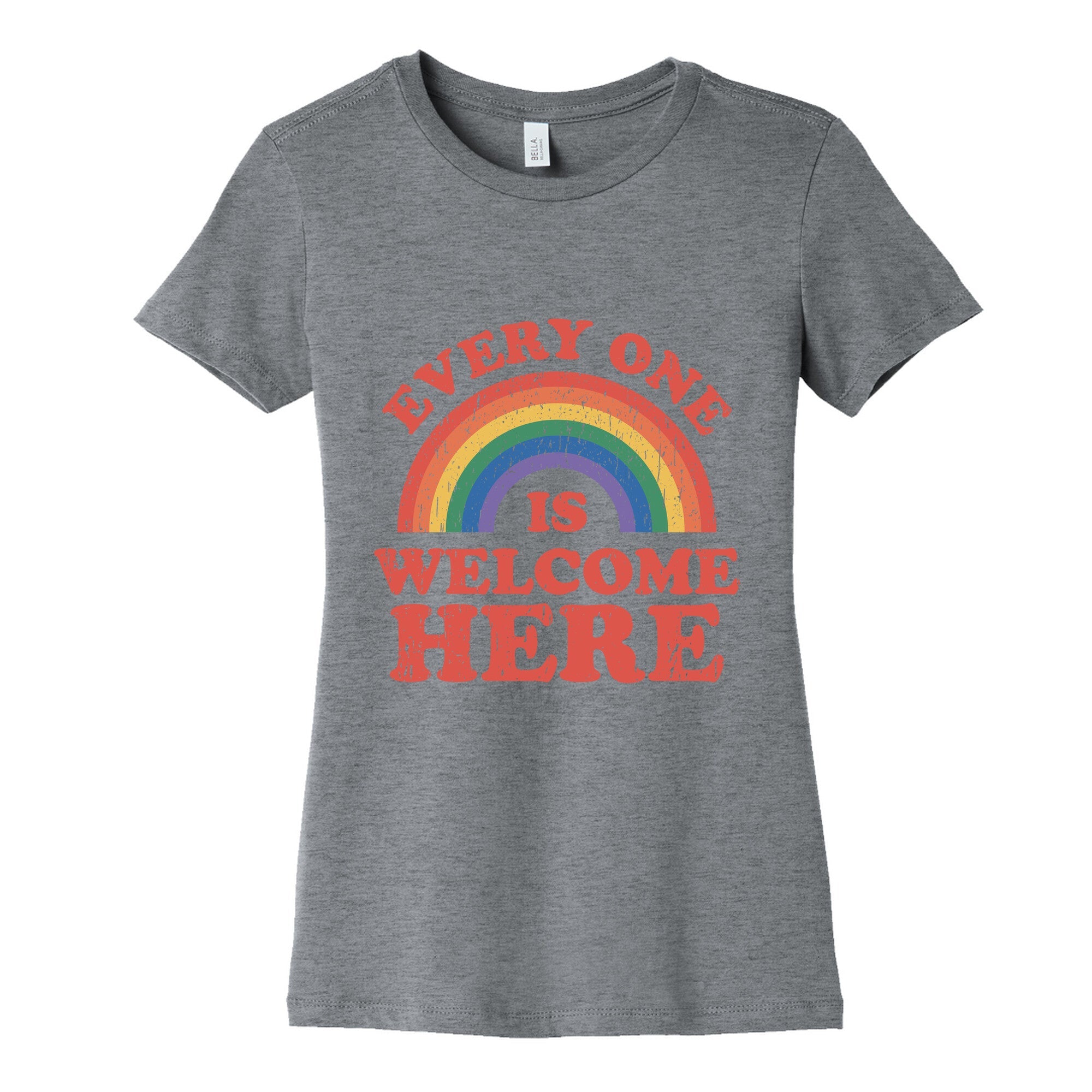 Everyone Is Welcome Here Rainbow Womens Cotton Tee