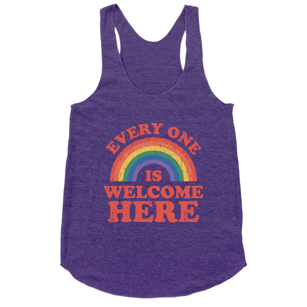 Everyone Is Welcome Here Rainbow Racerback Tank