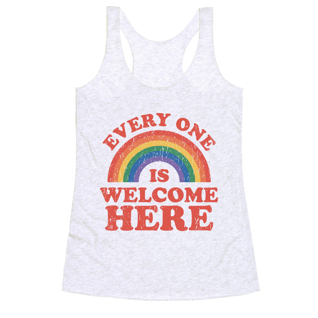 Everyone Is Welcome Here Rainbow Racerback Tank