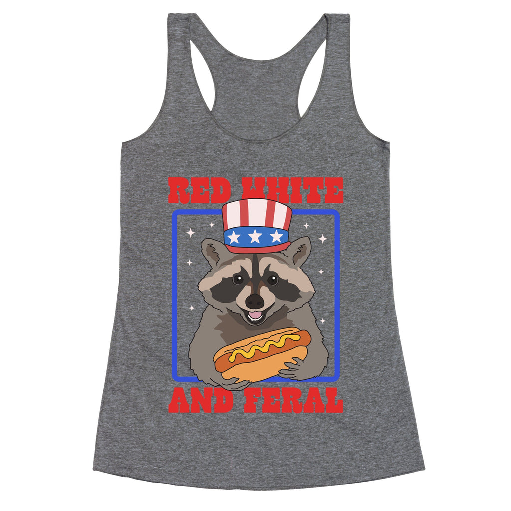 Red White And Feral Racerback Tank