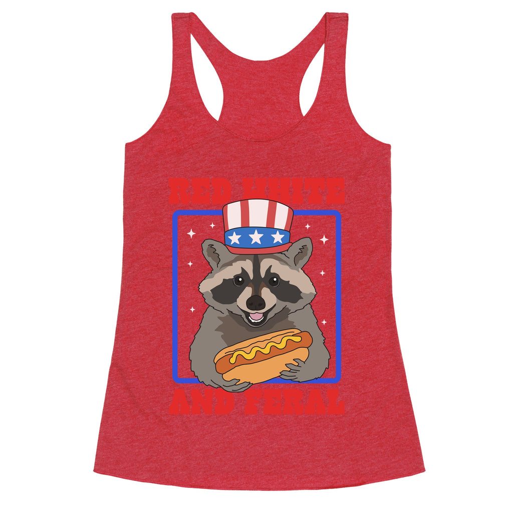 Red White And Feral Racerback Tank