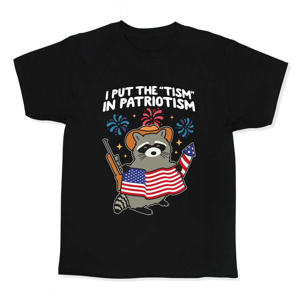 Tism In Patriotism Racoon Kids Tee