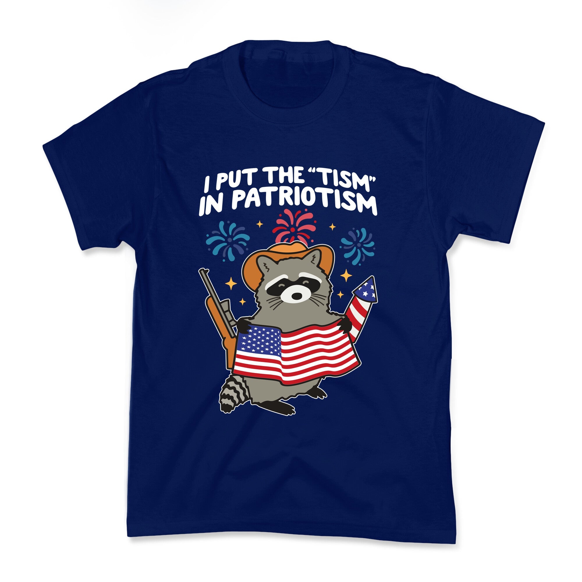 Tism In Patriotism Racoon Kids Tee