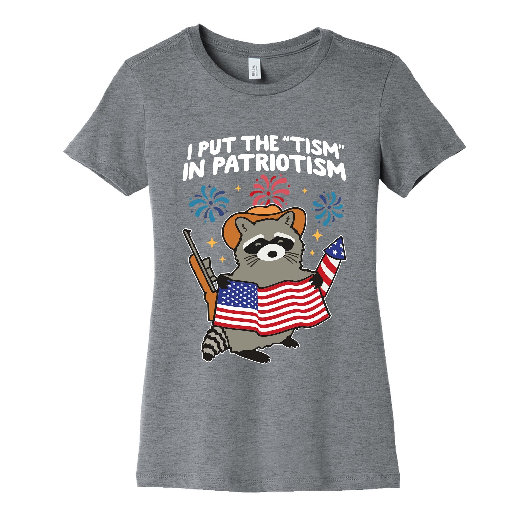 Tism In Patriotism Racoon Womens Cotton Tee