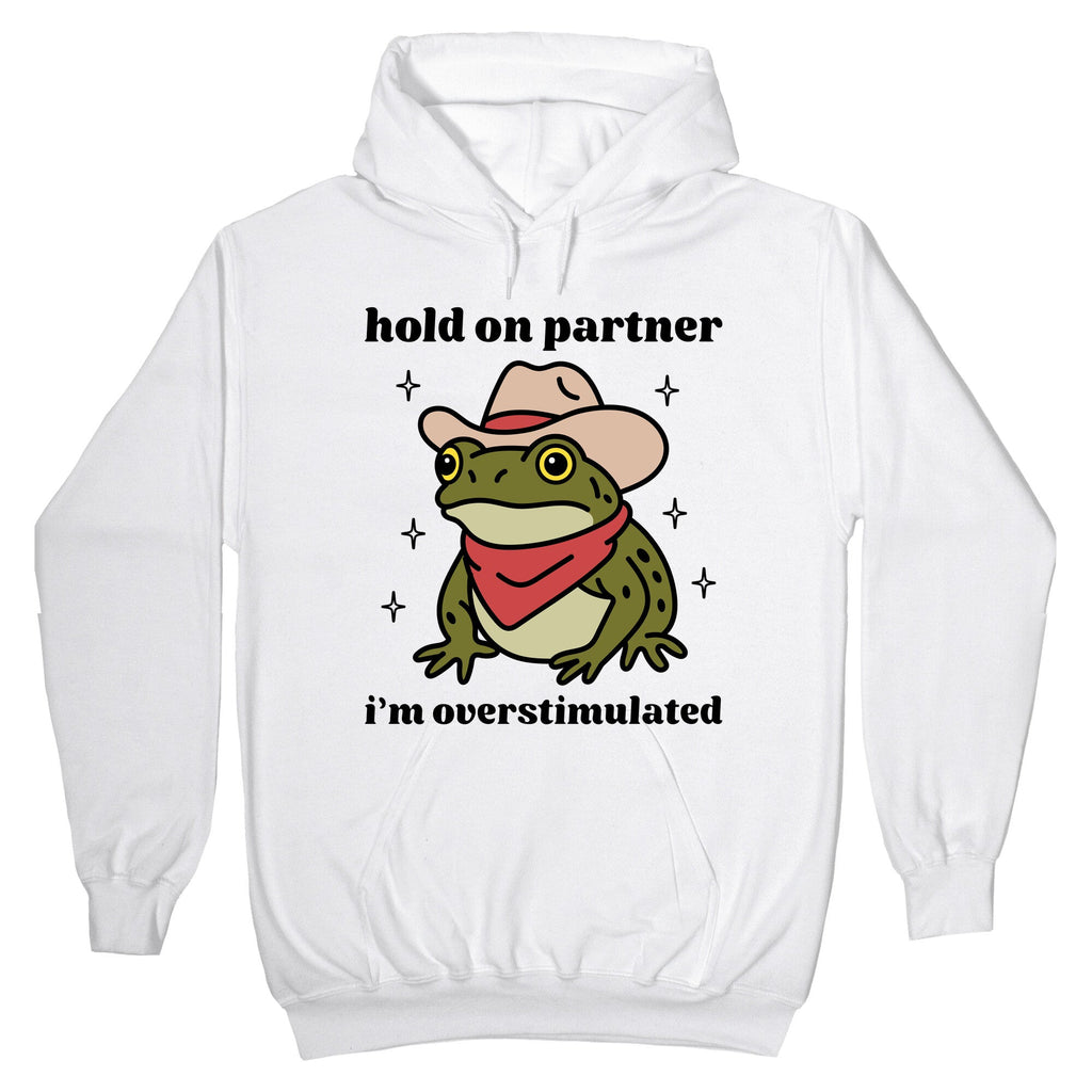Hold on Partner, Im Overstimulated Hoodie