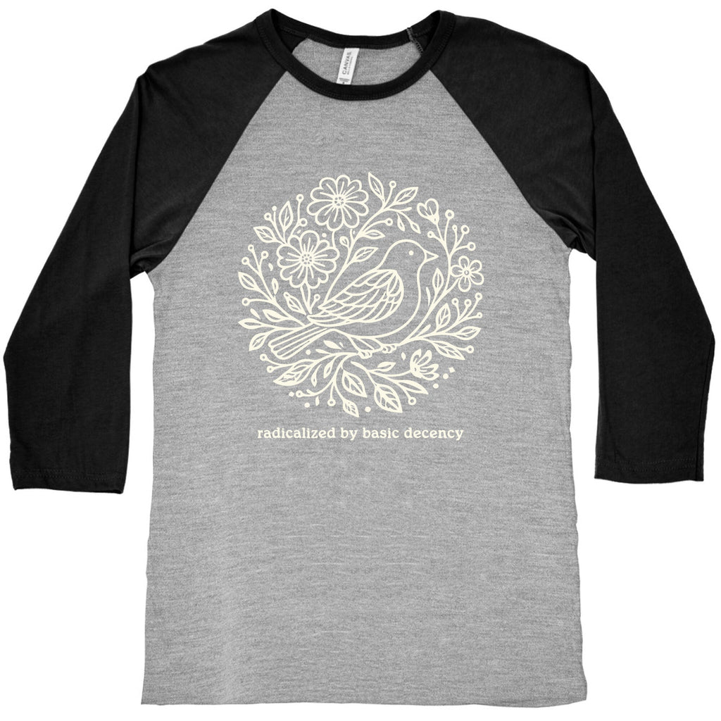 Radicalized By Basic Decency Baseball Tee