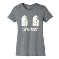 Stop Staring At My Jugs Womens Cotton Tee