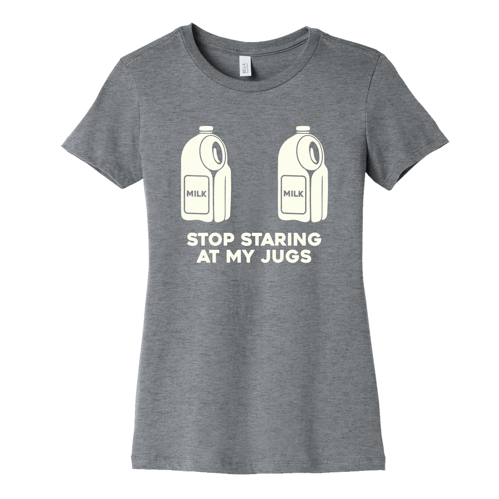 Stop Staring At My Jugs Womens Cotton Tee