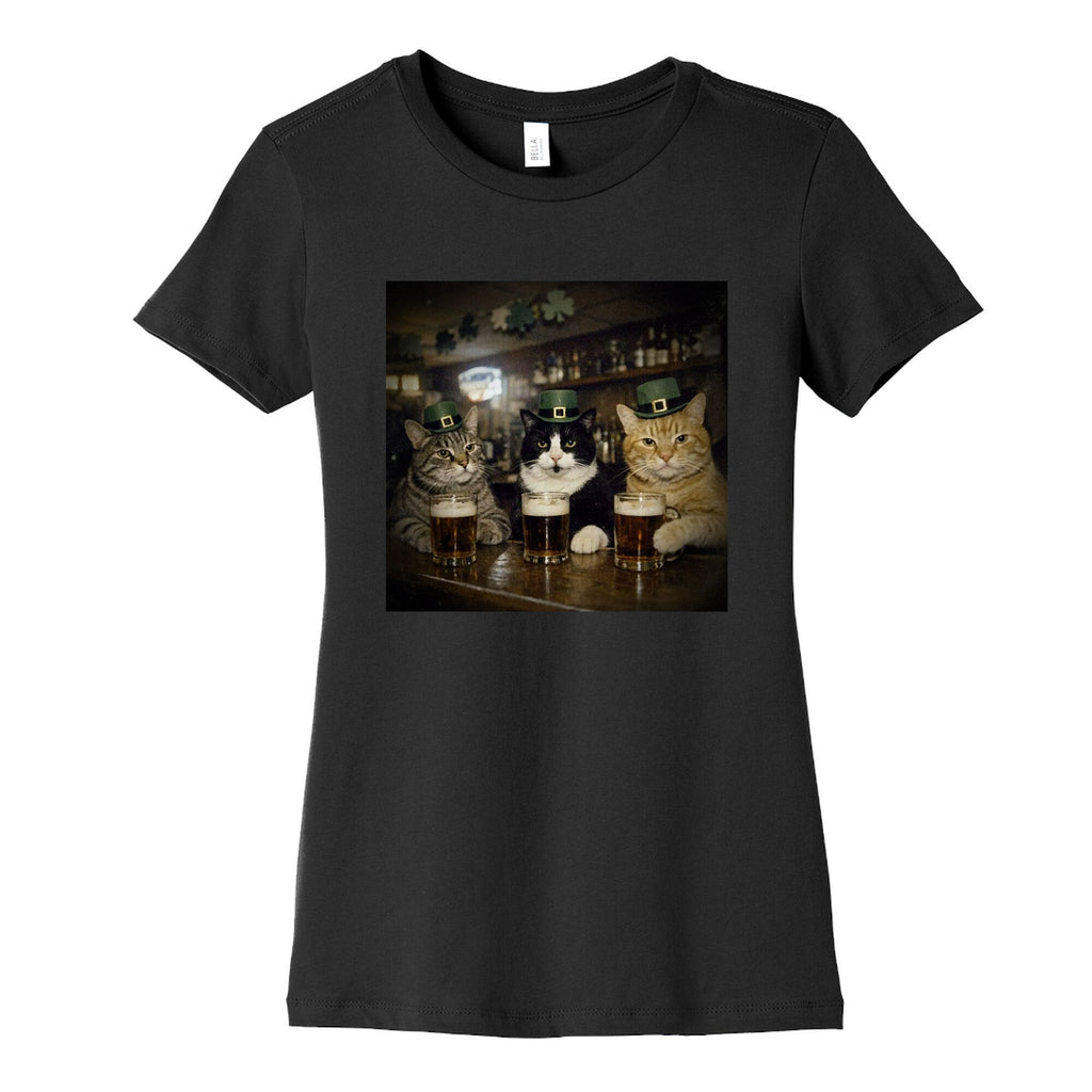 Saint Patrick Cats Womens Cotton Tee