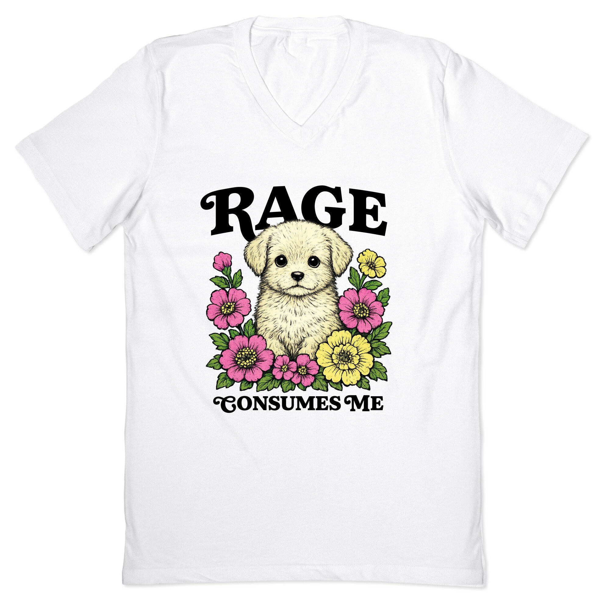 Rage Consumes Me Puppy V-Neck