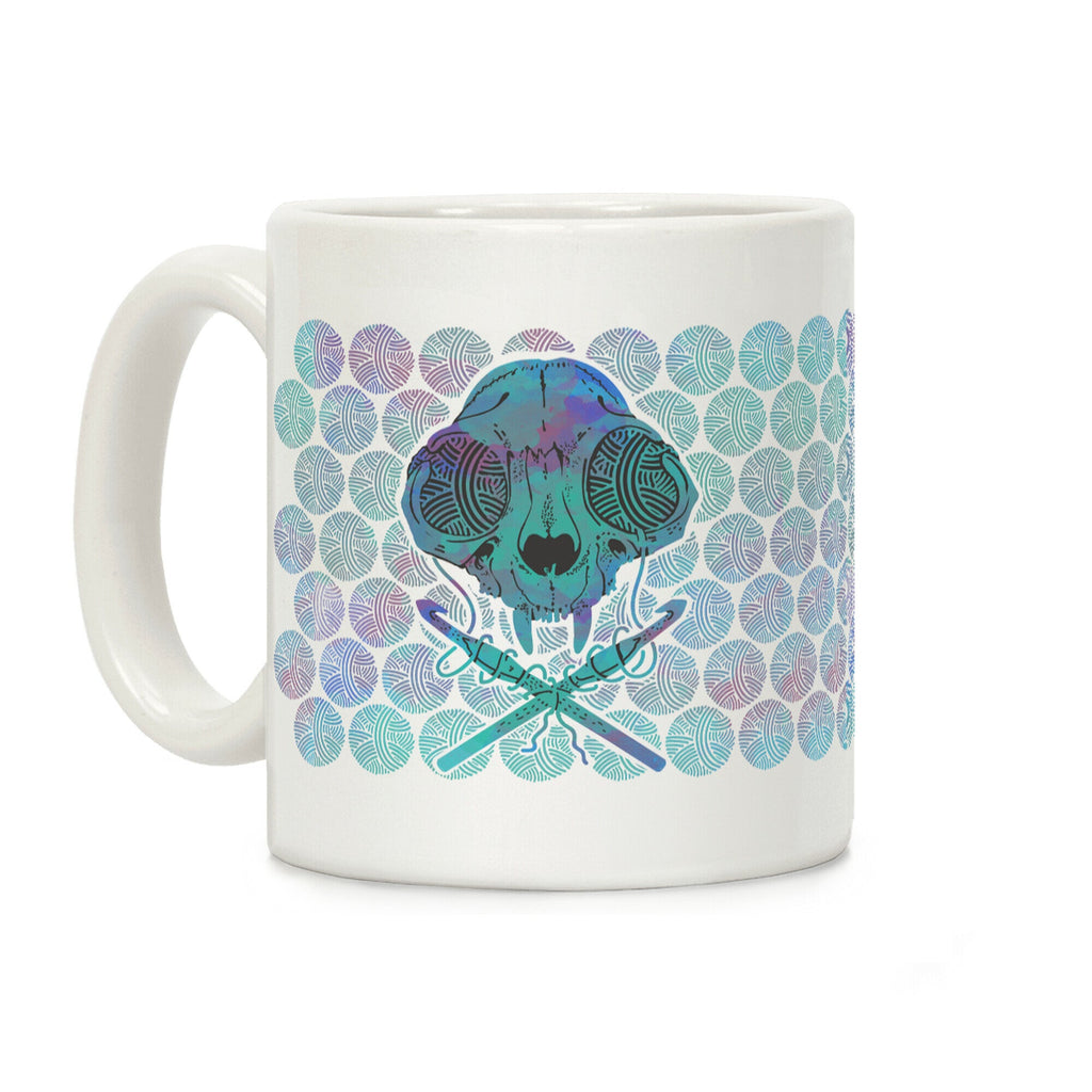 Cat Skull & Crochet Hooks Coffee Mug