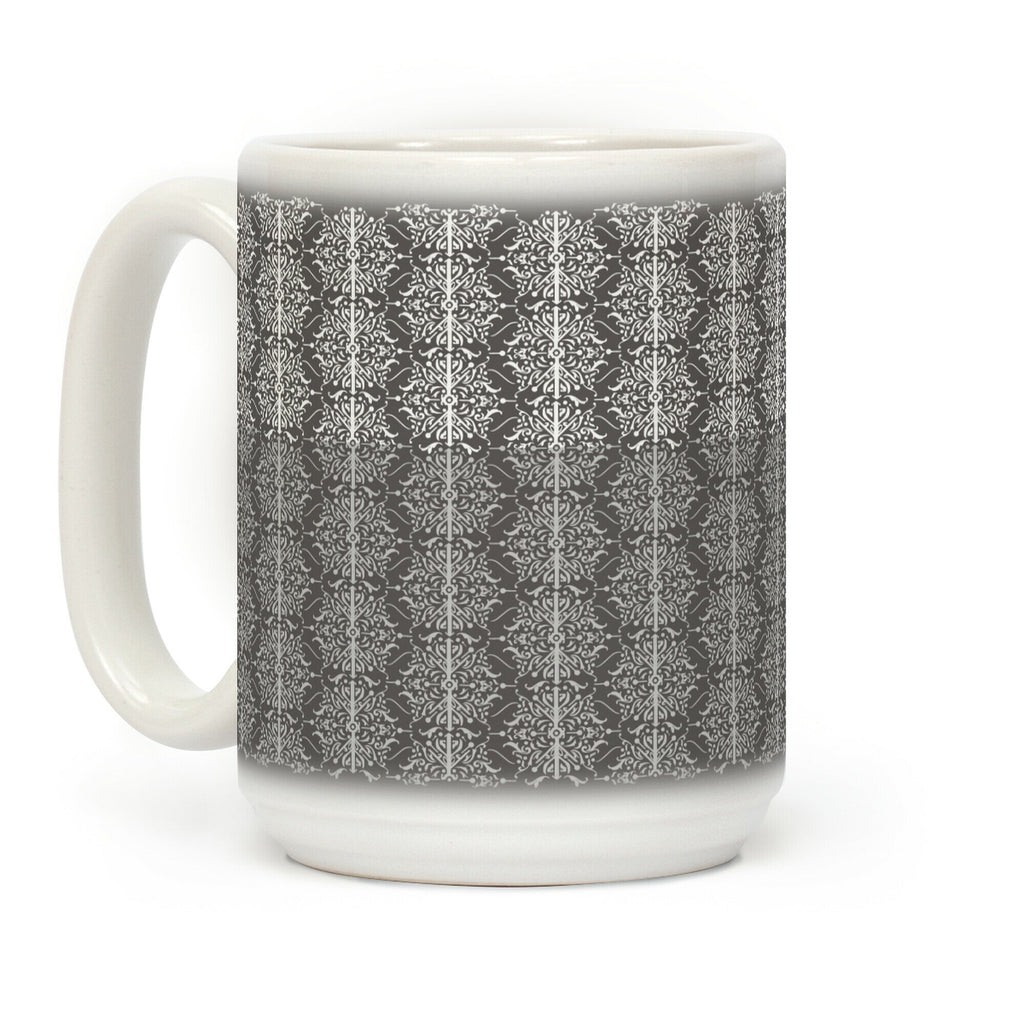 Gray and White Medieval Ombre Pattern Coffee Mug