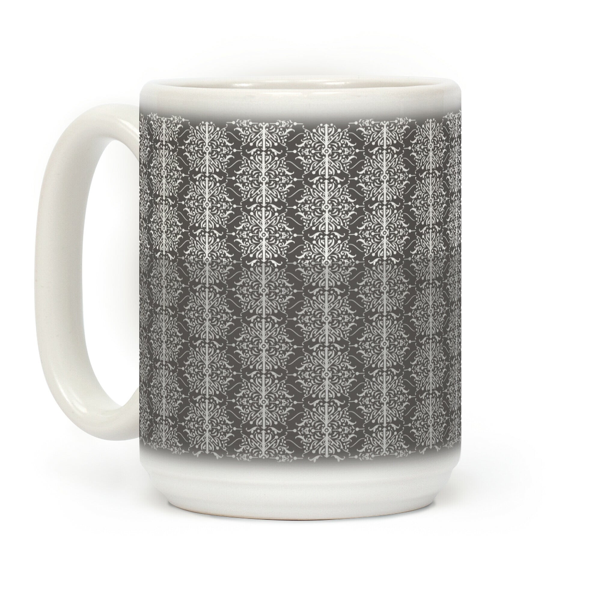 Gray and White Medieval Ombre Pattern Coffee Mug