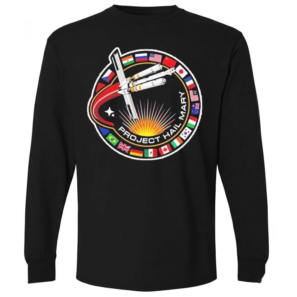 Project Hail Mary Spaceship With Nation Flags Mission Patch Shirt