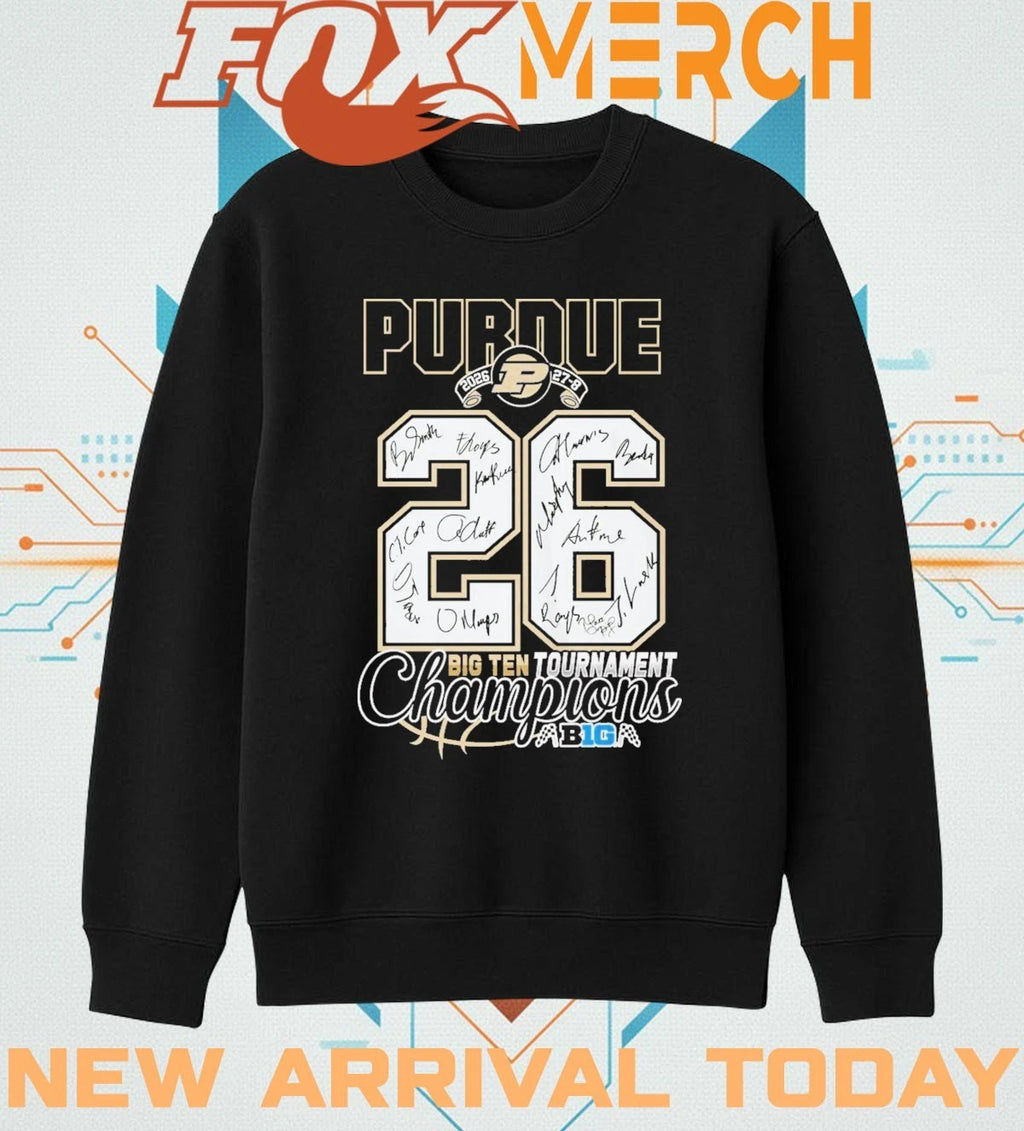 Purdue Boilermakers 2026 27-8 Big Ten Tournament Champions signatures t-shirt