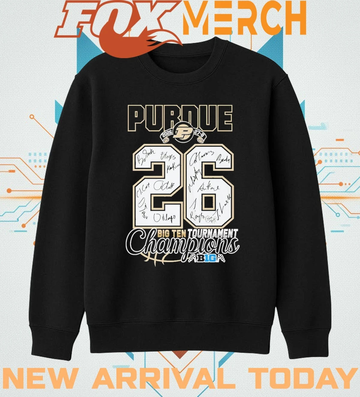Purdue Boilermakers 2026 27-8 Big Ten Tournament Champions signatures t-shirt