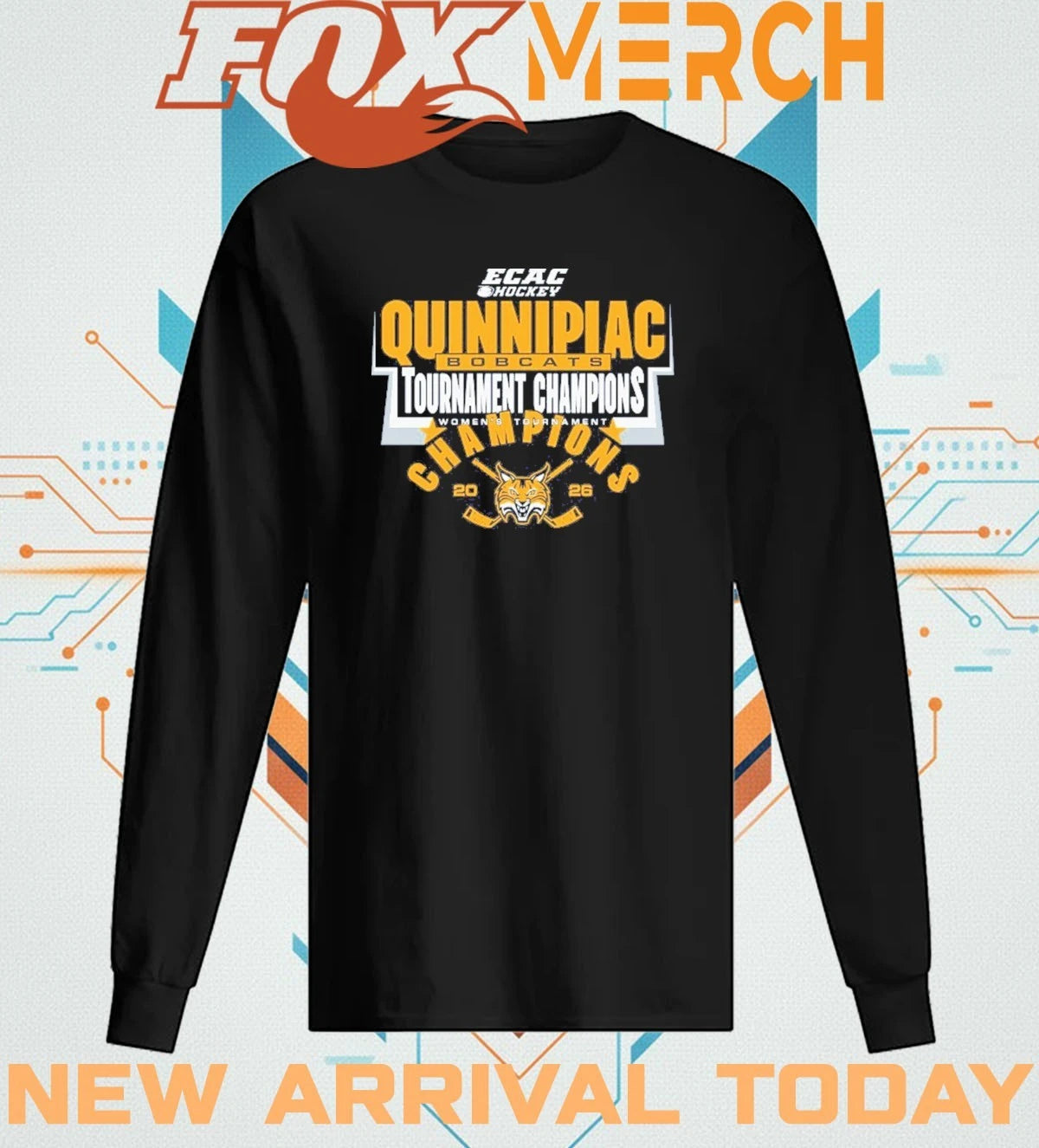 Quinnipiac University Women’s Hockey 2026 ECAC Tournament Champions t-shirt