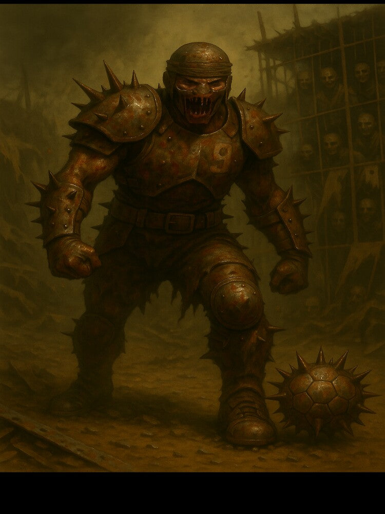 Wasteland Striker with Spiked Ball | Post-Apocalyptic Football Art by stasgraphics
