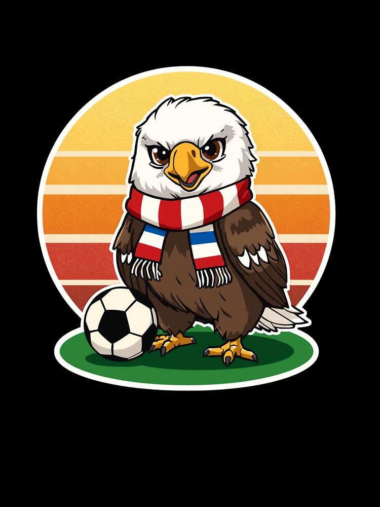 Cute USA Soccer Bald Eagle Retro Sunset Football Fan by ArtDreamClub