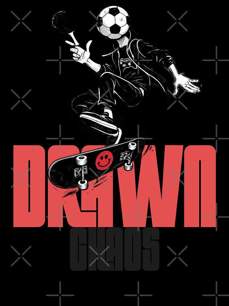 Drawn to Chaos FOOTBALL fans - Skater Urban Streetwear Dark Graphic Tee by Jesus Alberto Padrón